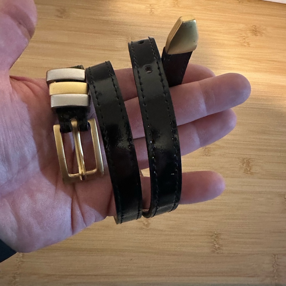 Streets Ahead Vintage Black Belt with Gold/Silver Accents - Size S 25310
